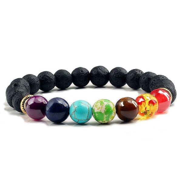 bracelet 7 chakras pour homme en pierre de lave Dariel