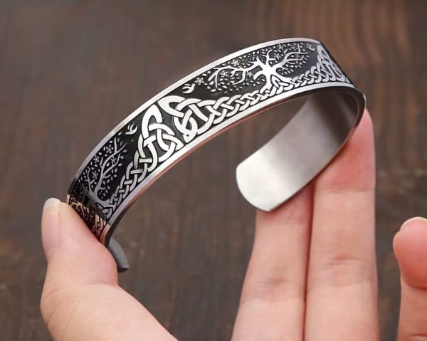 bracelet acier arbre de vie