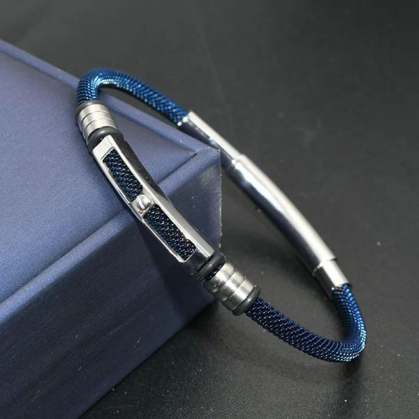 bracelet acier bleu homme