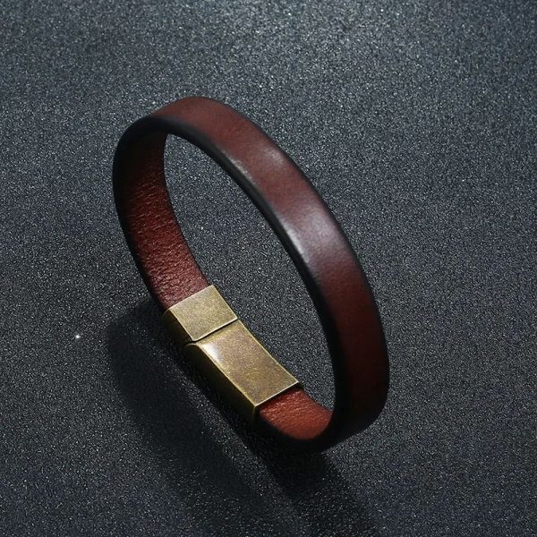 bracelet acier cuir homme