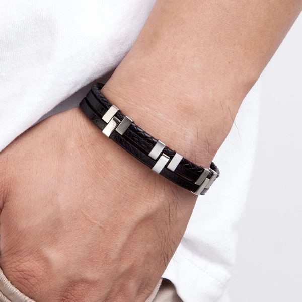 bracelet acier et cuir