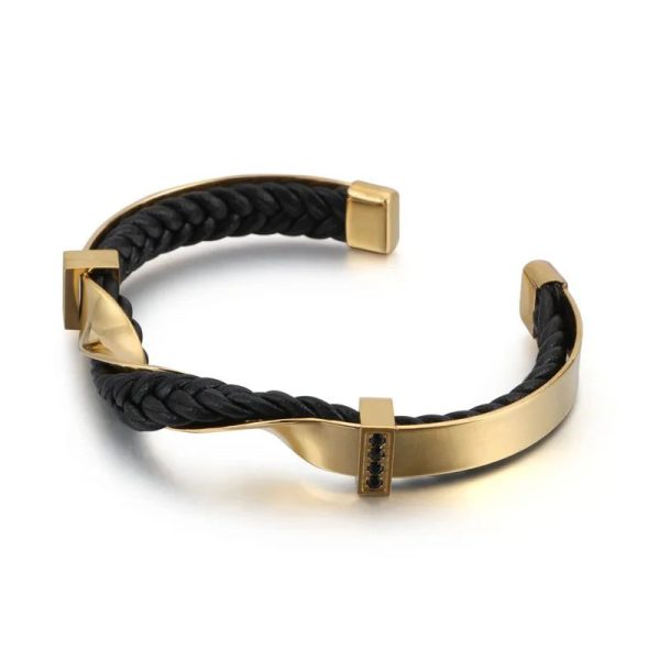 bracelet acier et cuir homme