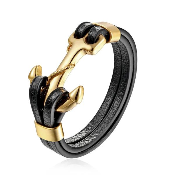 bracelet ancre homme cuir