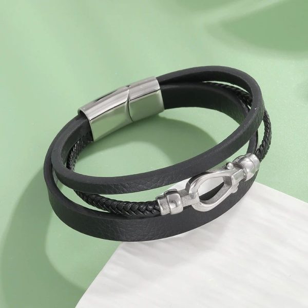 bracelet argent cuir homme