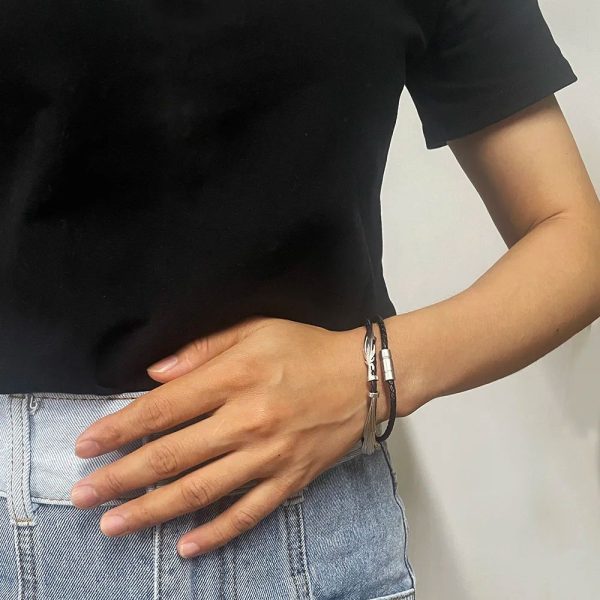 bracelet argent et cordon