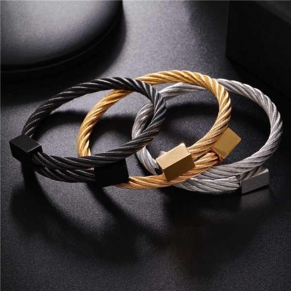 bracelet câble acier homme