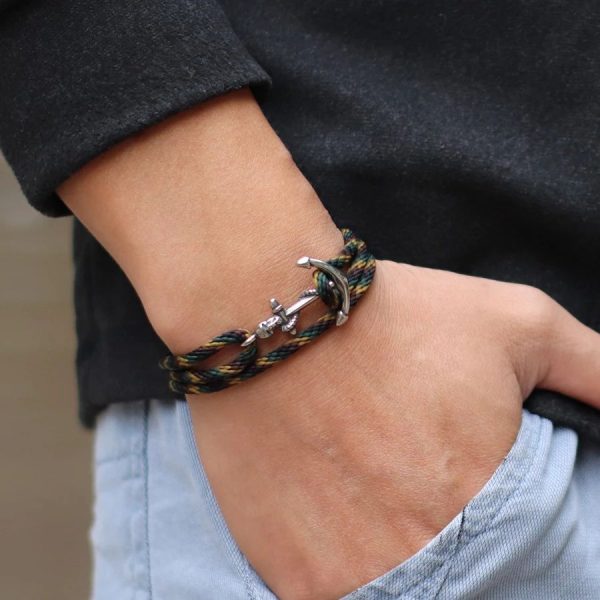 bracelet cordon ancre homme