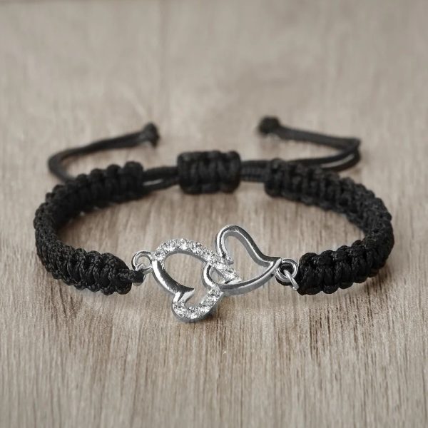 bracelet cordon coeur argent