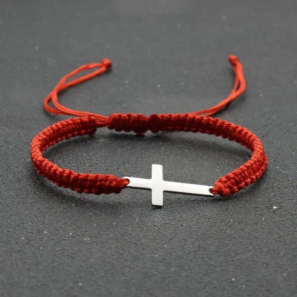 bracelet cordon croix homme