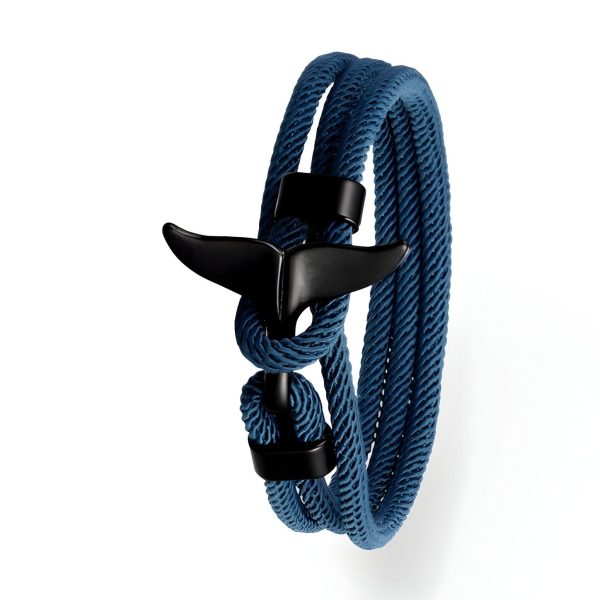 bracelet cordon pour homme queue de baleine noire