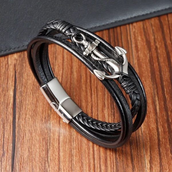 bracelet cuir ancre