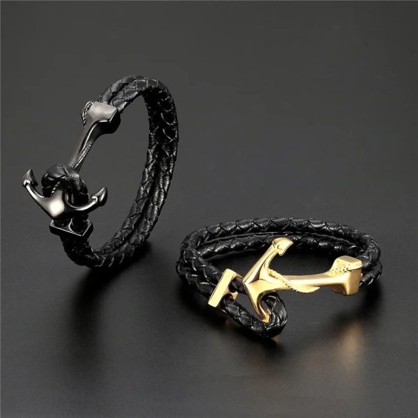 bracelet cuir ancre homme