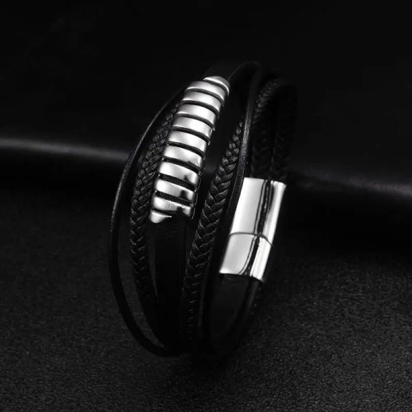 bracelet cuir argent homme