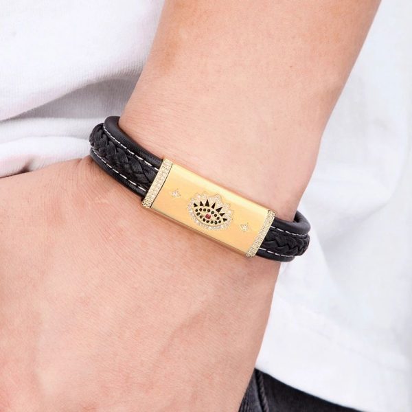 bracelet cuir et acier