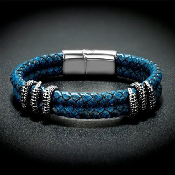 bracelet cuir et argent pour homme
