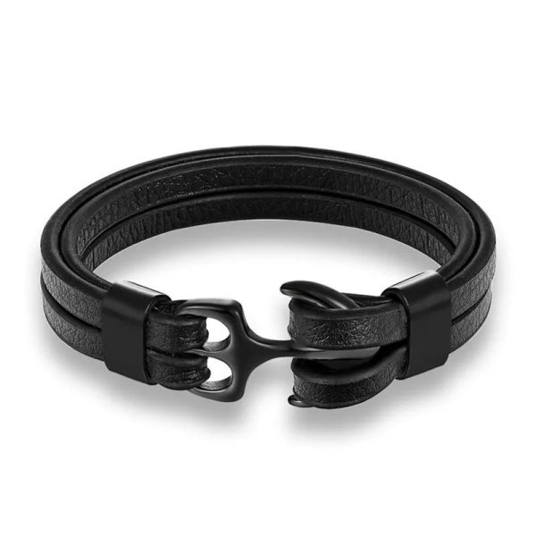bracelet cuir homme ancre
