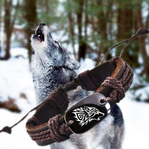bracelet cuir loup