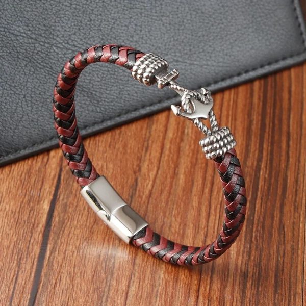 bracelet cuir marin ancre