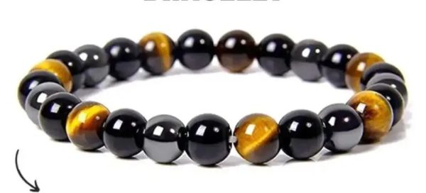 bracelet de vie homme œil de tigre hématite obsidienne noire