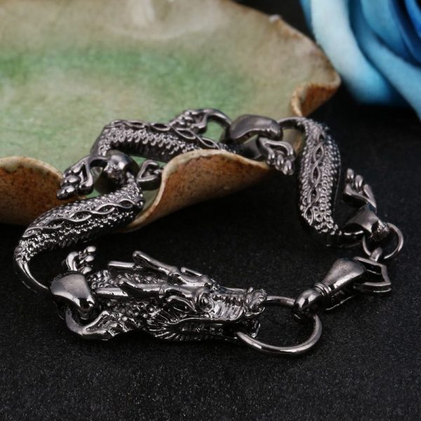 bracelet dragon en acier