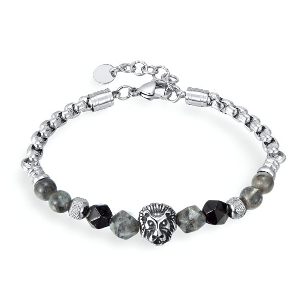 bracelet en acier inoxydable et pierres naturelles pour homme
