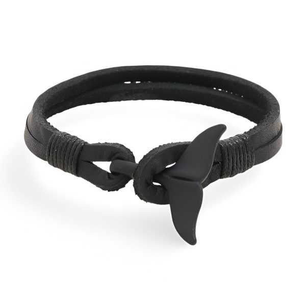 bracelet en cuir motif queue de baleine pour homme