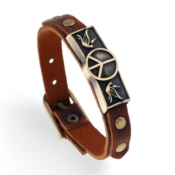 bracelet en cuir Peace and love