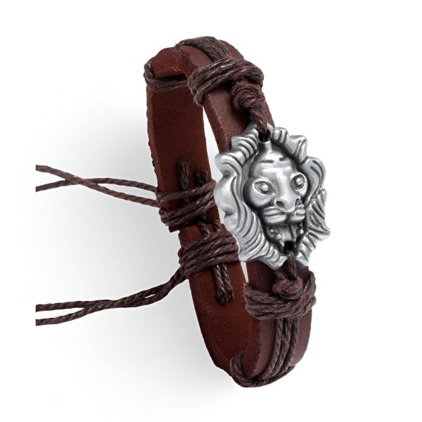bracelet en cuir tête de lion pour homme