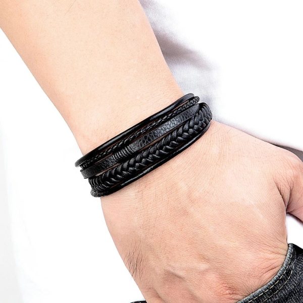 bracelet en cuir tressé homme