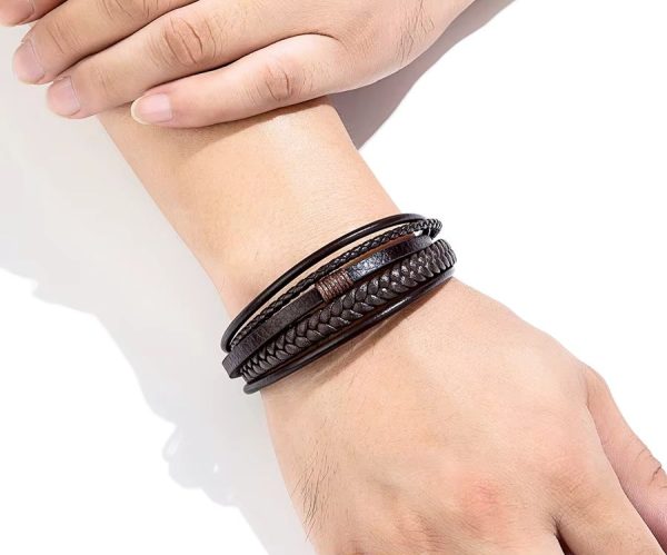 bracelet en cuir tressé pour homme