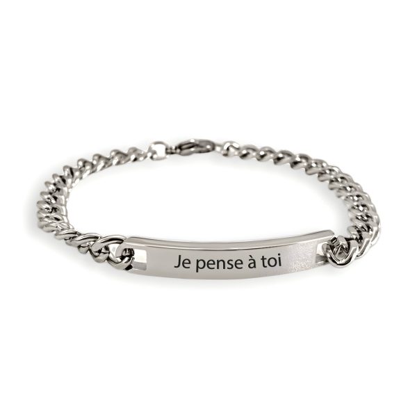 bracelet gourmette personnalisé en acier inoxydable