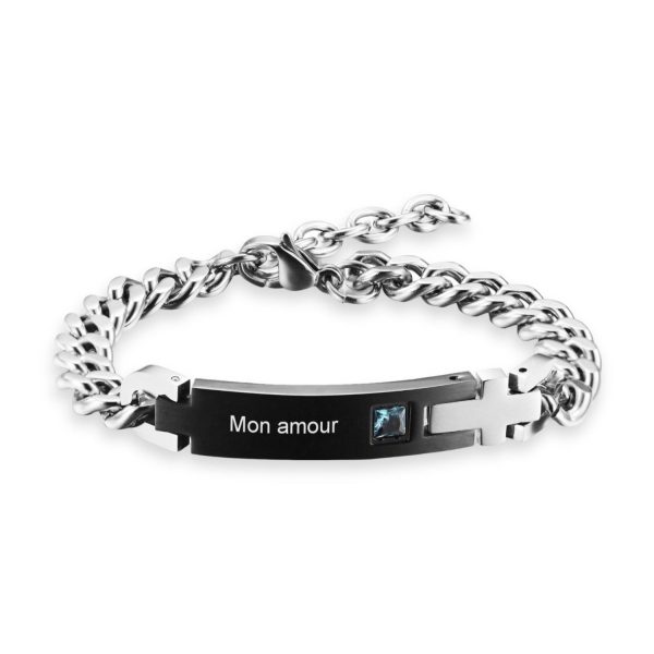 bracelet gourmette personnalisé en acier inoxydable