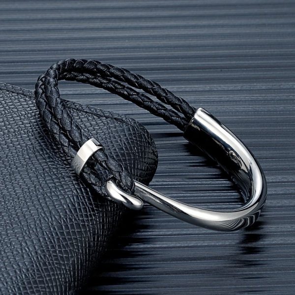 bracelet homme acier et cuir