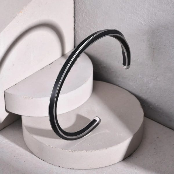 bracelet homme acier et noir