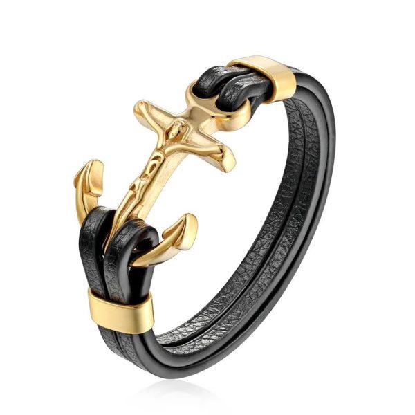 bracelet homme ancre cuir