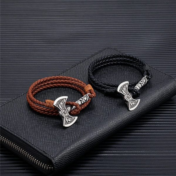 bracelet homme argent cuir