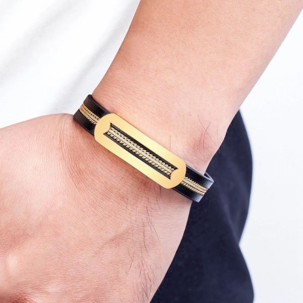 bracelet homme cuir acier