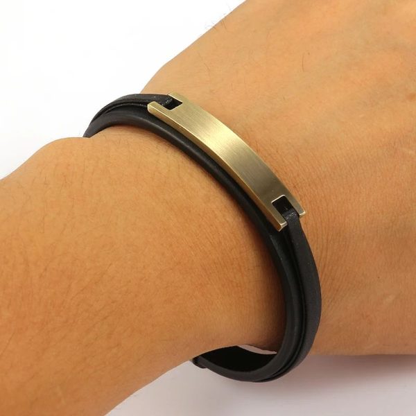 bracelet homme cuir et acier