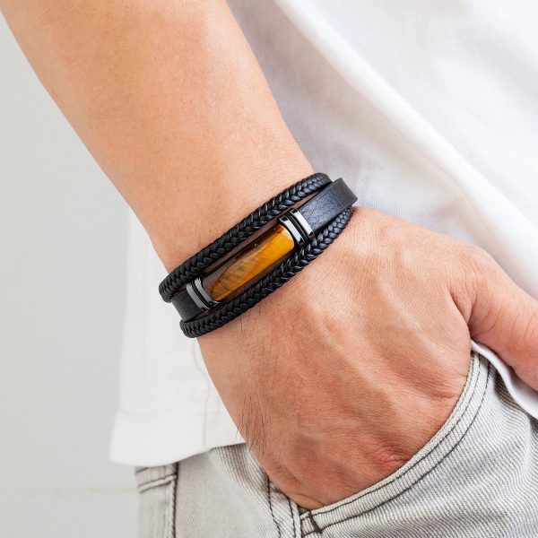 bracelet homme en cuir tressé