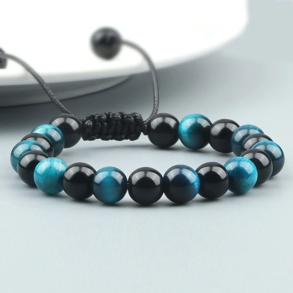bracelet homme œil de tigre bleu