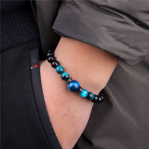 bracelet homme pierre bleu