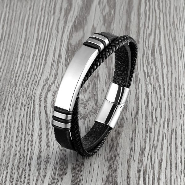 bracelet hommes acier cuir