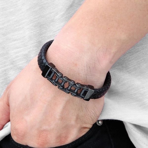 bracelet hommes cuir acier