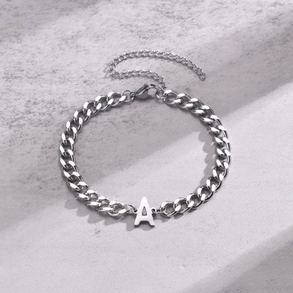 bracelet initiale acier inoxydable