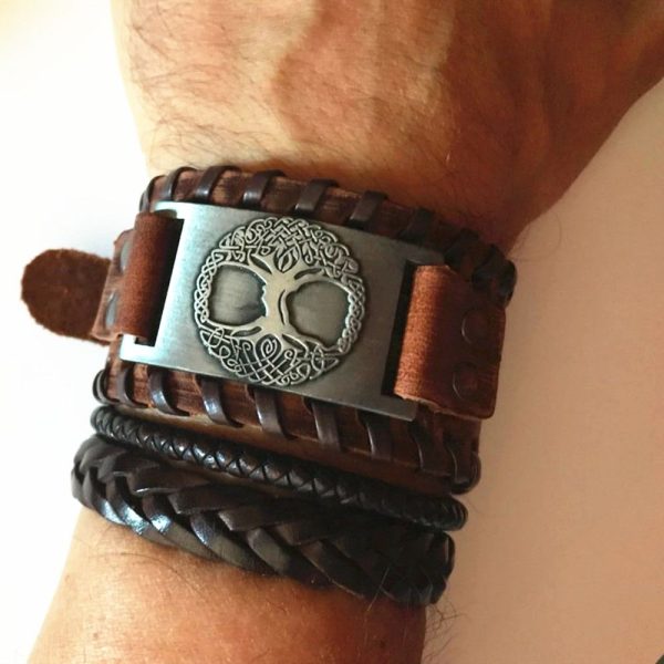 bracelet manchette cuir homme