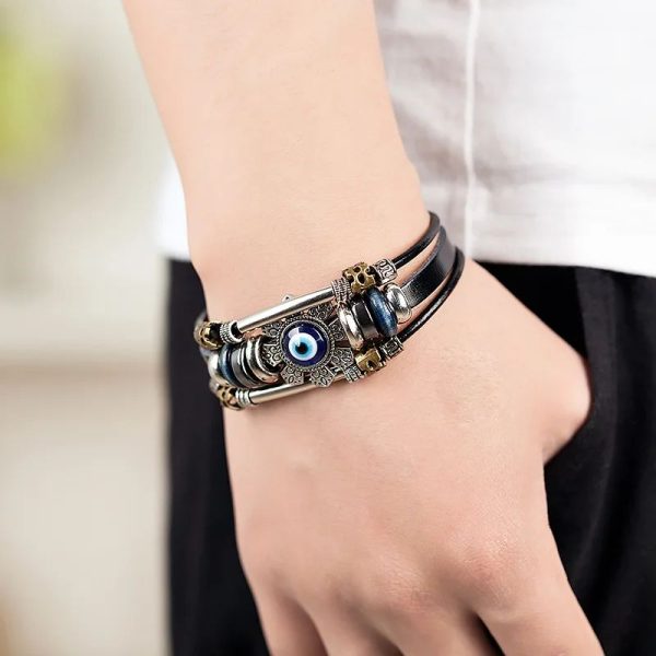 bracelet moderne cuir et métal