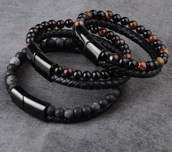 bracelet perle noir homme