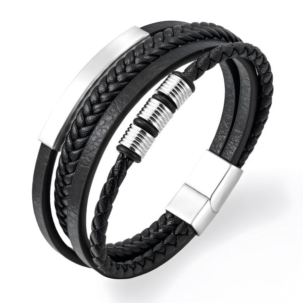 bracelet personnalisé en cuir multi-rangs