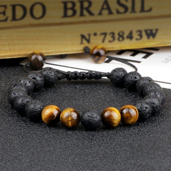 bracelet pierre de lave et œil du tigre