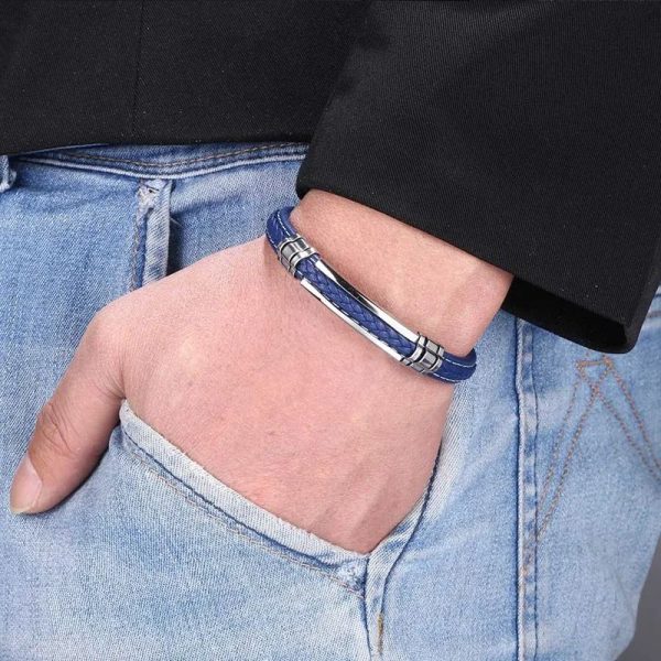 bracelet pour hommes acier et cuir